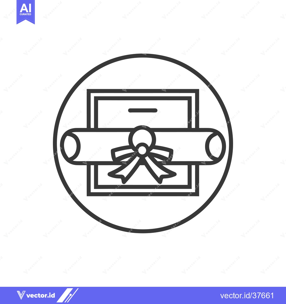 Premium Vector dari Diploma with Ribbon and Frame in Circle Icon