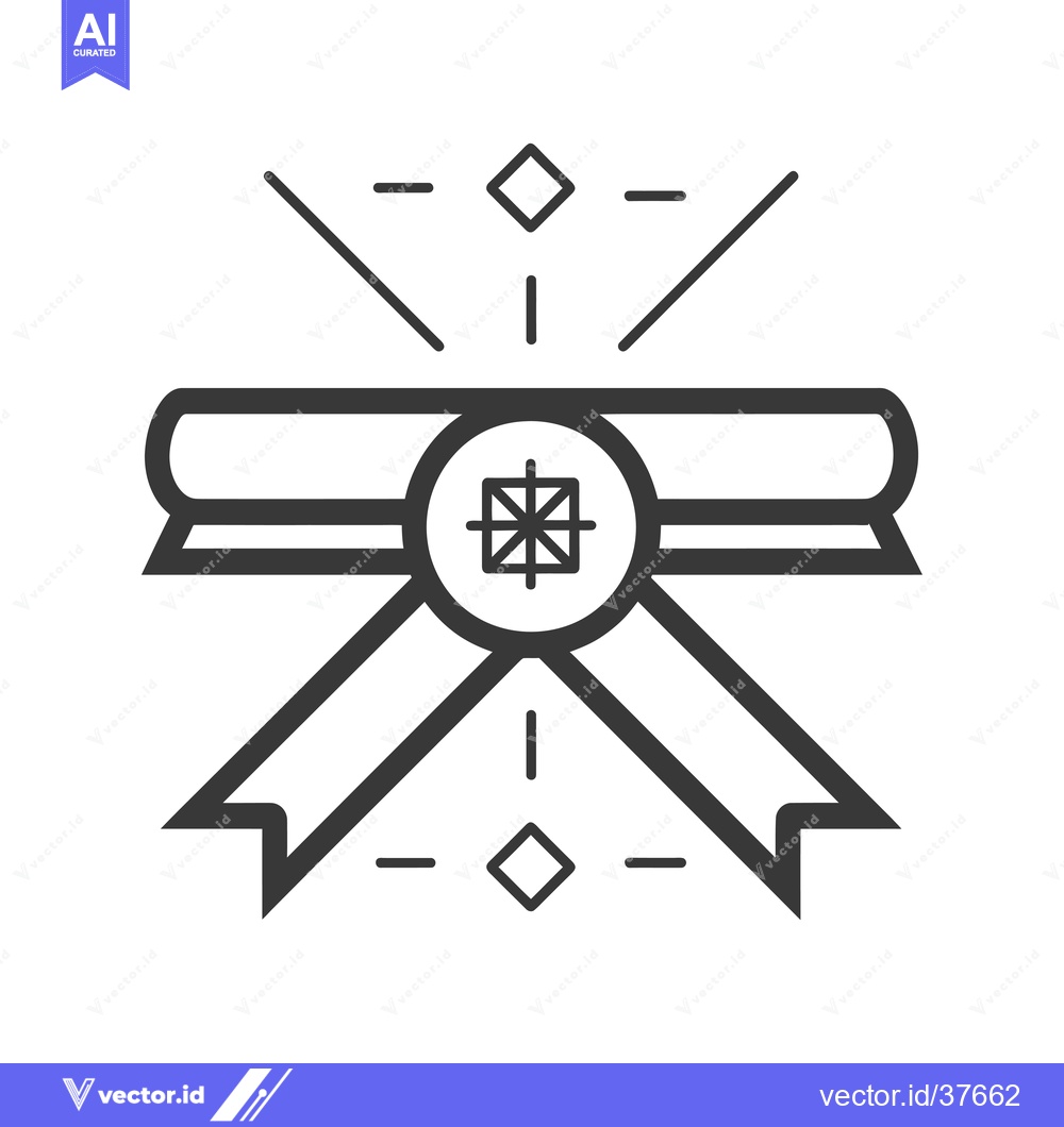 Premium Vector dari Diploma with Seal and Ribbons, Outline Icon