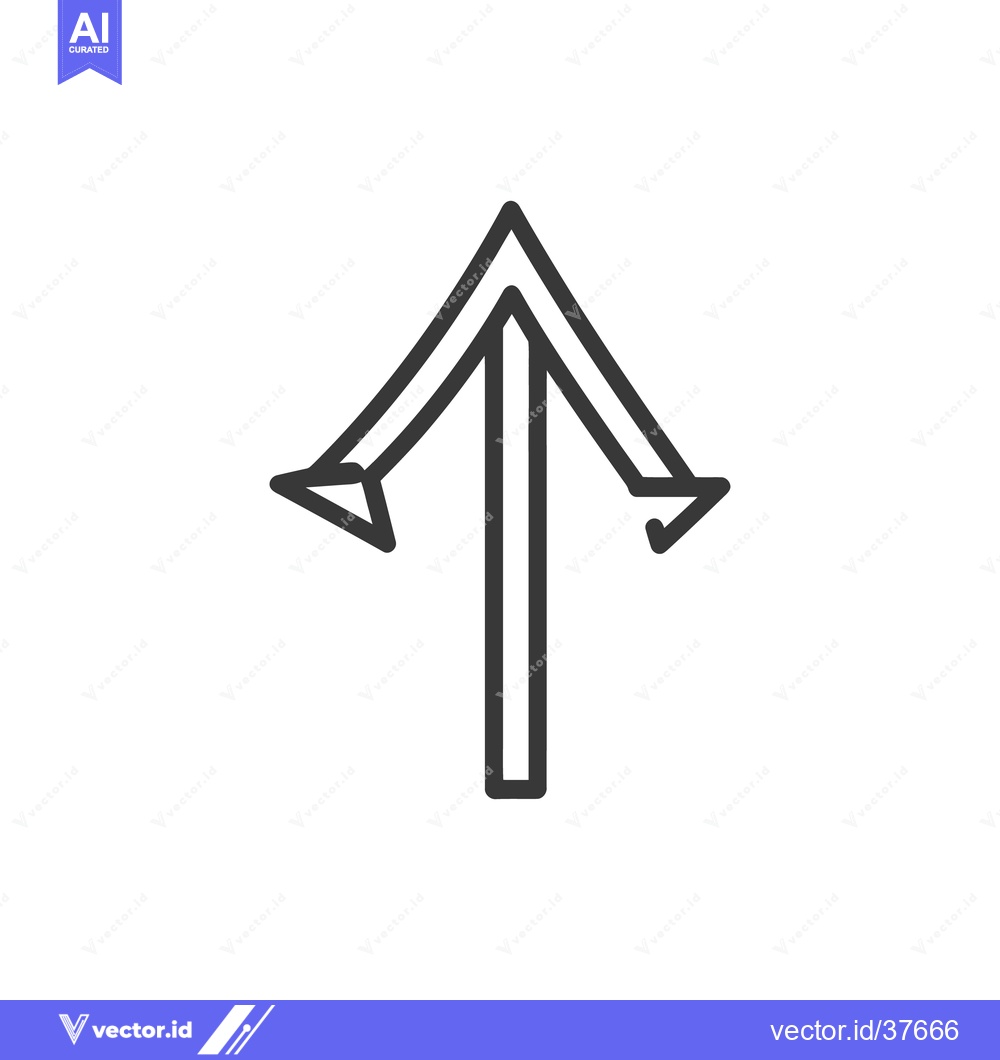 Premium Vector dari An upward arrow design with two diverging directional components