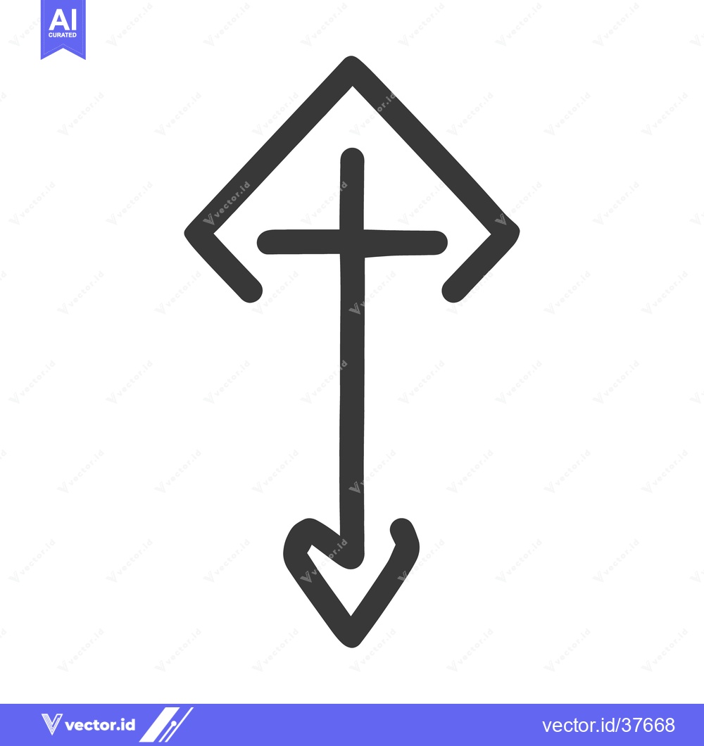 Premium Vector of An abstract drawing shows a shape with arrows and a cross
