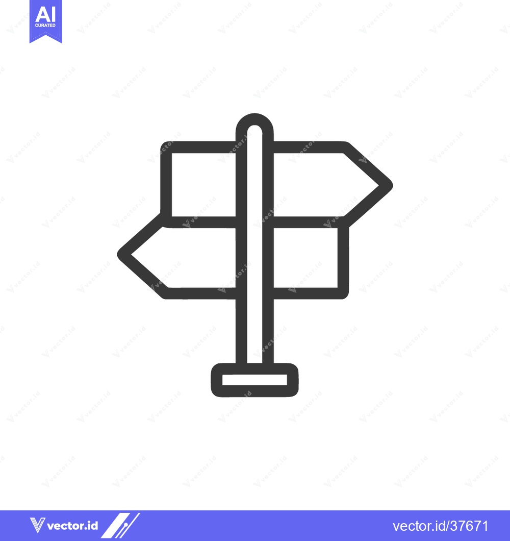 Premium Vector of Minimalist Signpost Icon: Directional Choices in Black and White