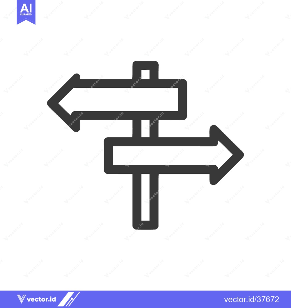 Premium Vector of Directional Signpost Icon: Left and Right Arrows, Minimalist Design