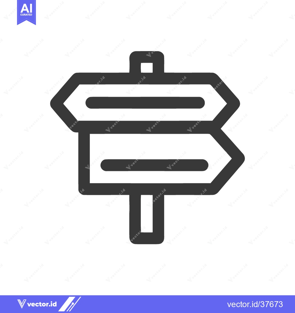 Premium Vector dari Minimalist Signpost Icon: Directional Choices, Navigation Symbol, Blac