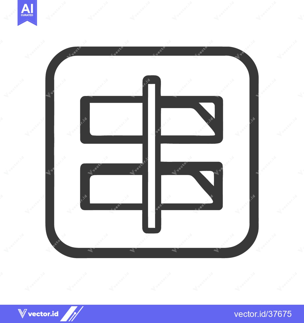 Premium Vector dari Centered Text Alignment Icon in Rounded Square Frame, Simple Design