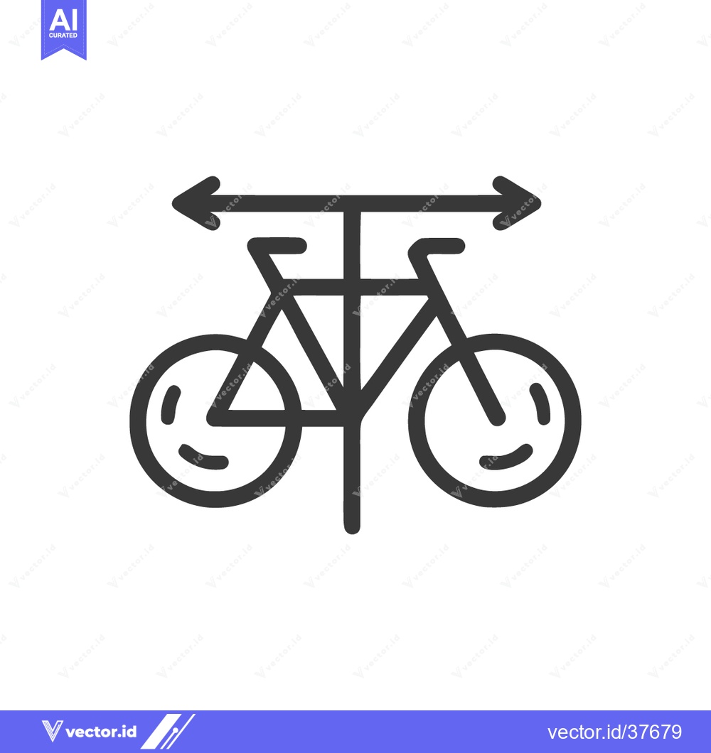 Premium Vector dari Bicycle Route Sign: Minimalist Icon with Directional Arrows, Cycling P