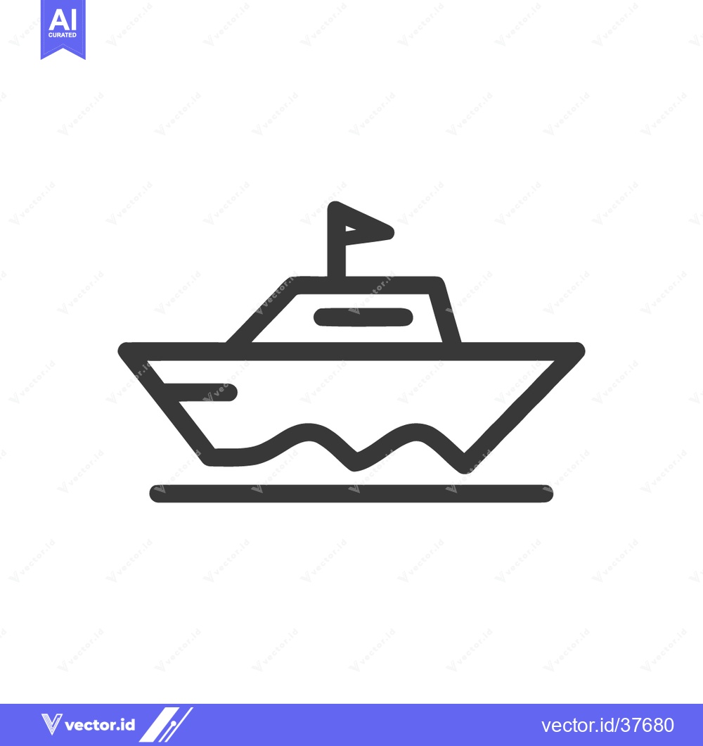 Premium Vector of Minimalist Boat Icon: Stylized Vessel on Water, Simple Line Art