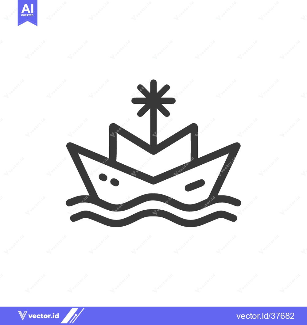 Premium Vector dari Minimalist Paper Boat Icon with Star Mast on Wavy Water, Isolated