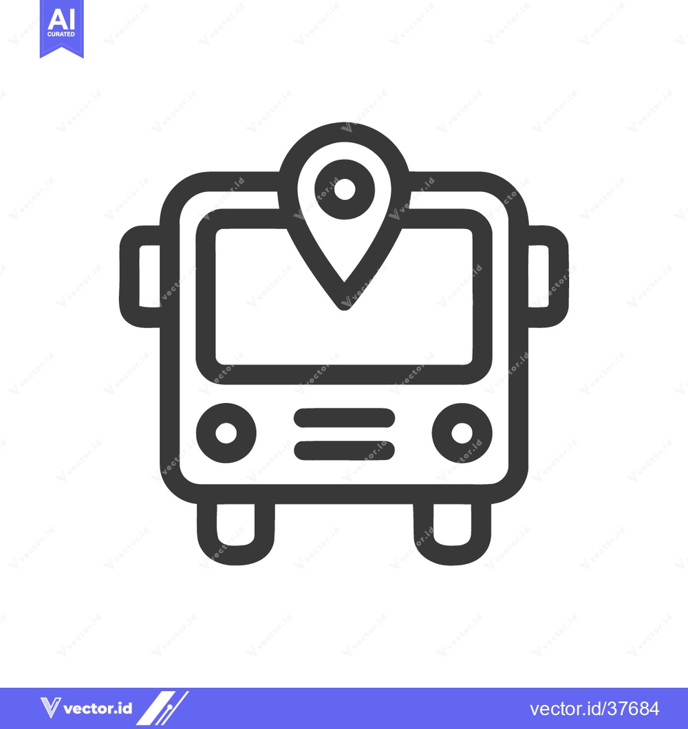 Premium Vector of Bus Location Icon: Minimalist Design with Pinpoint Marker