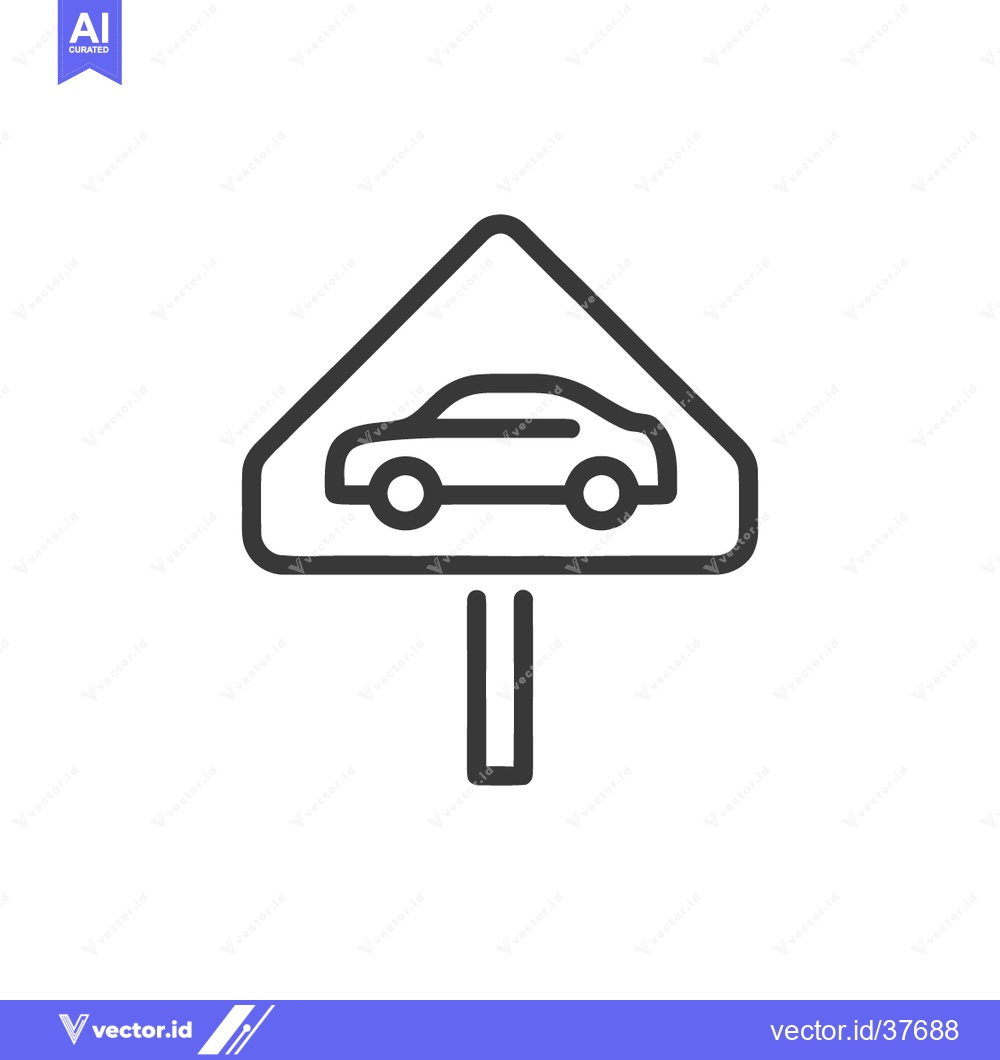 Premium Vector dari Minimalist Car Sign Icon: Black Outline on White Background, Transport