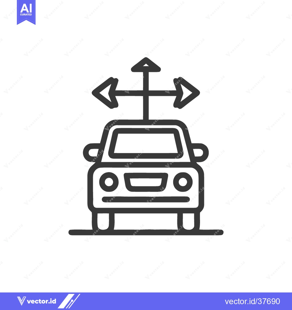 Premium Vector dari Car with Arrows Icon: Autonomous Vehicle, Navigation, and Directional