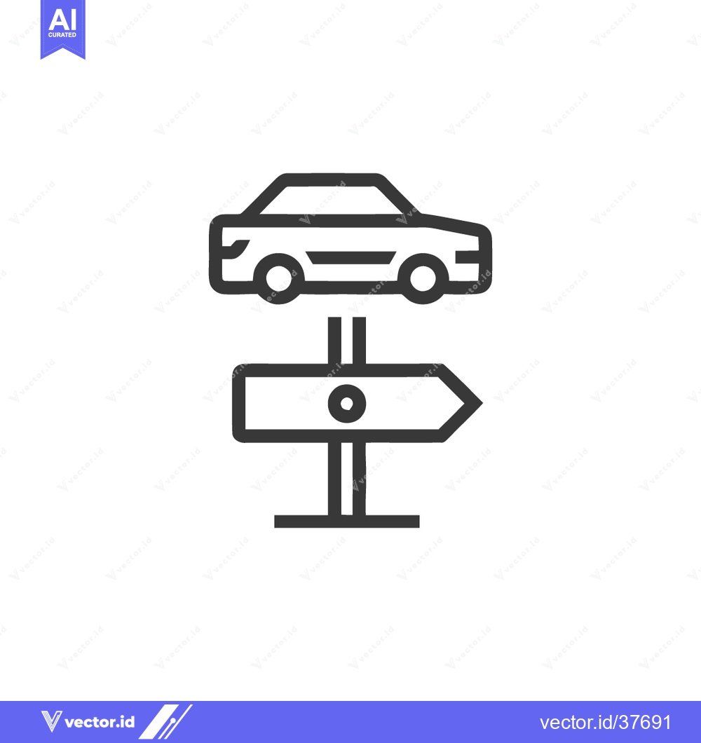 Premium Vector dari Minimalist Car Direction Sign Icon: Navigation and Transportation Symb