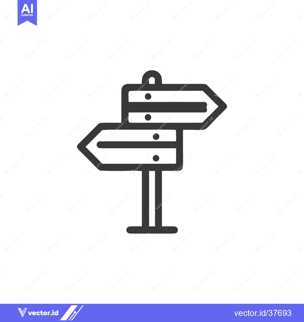 Premium Vector of Minimalist Directional Signpost Icon with Arrows on White Background