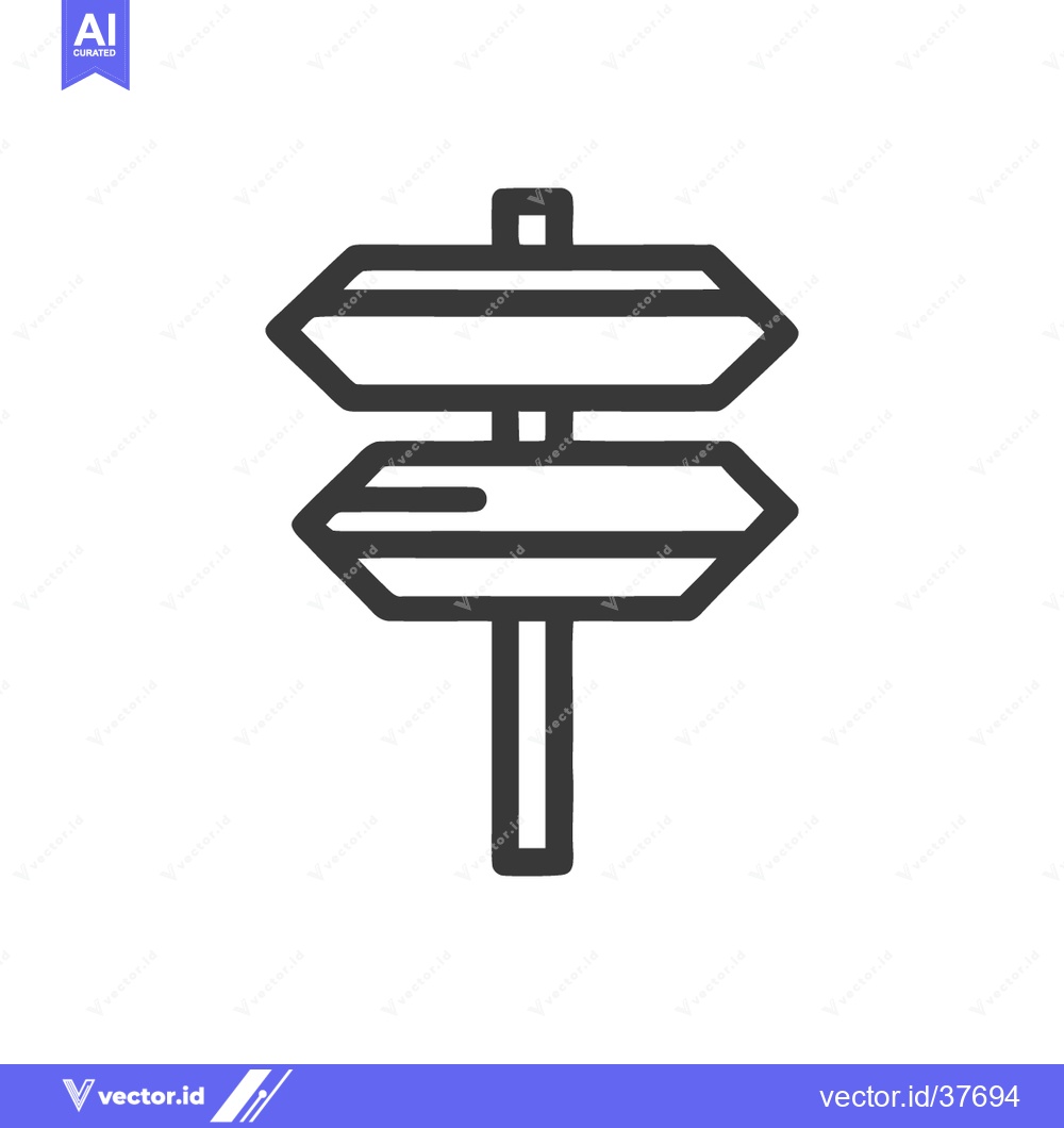 Premium Vector dari Minimalist Directional Signpost Icon with Two Arrows, Isolated on Whit