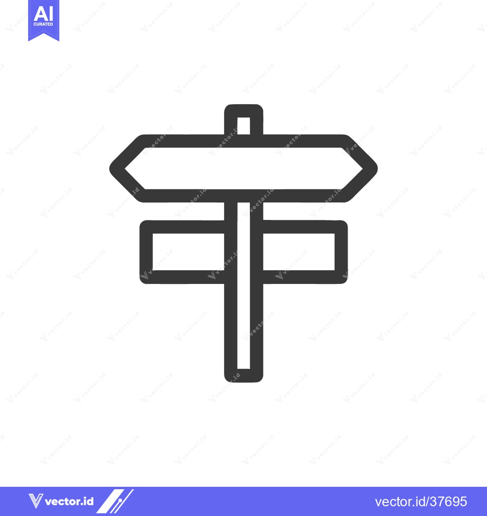Premium Vector of Minimalist Signpost Icon: Directional Symbol with Arrow and Rectangula