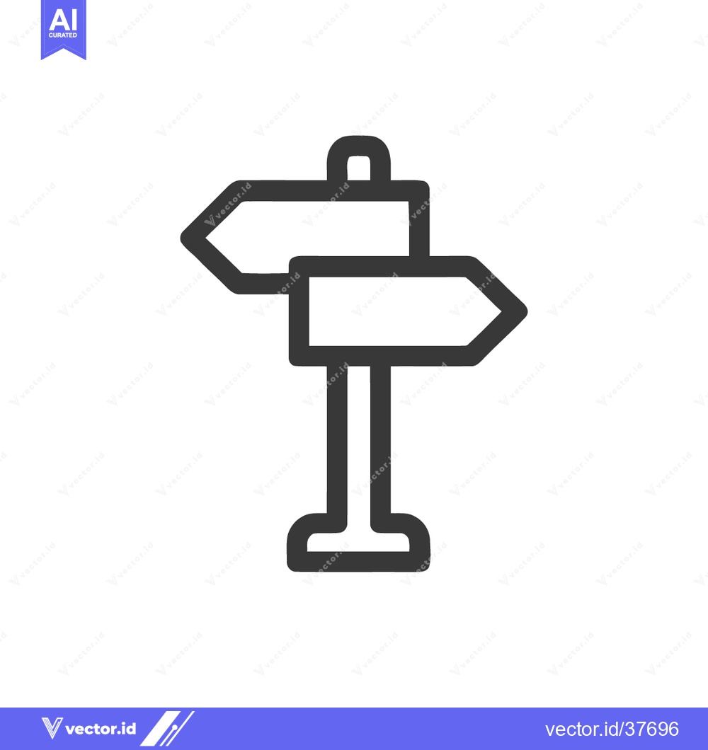 Premium Vector of Minimalist Signpost Icon: Two Arrows Pointing Different Directions