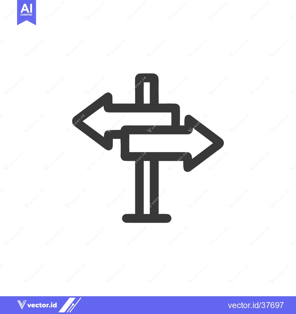 Premium Vector dari Directional Signpost Icon: Left and Right Arrows, Minimalist Design