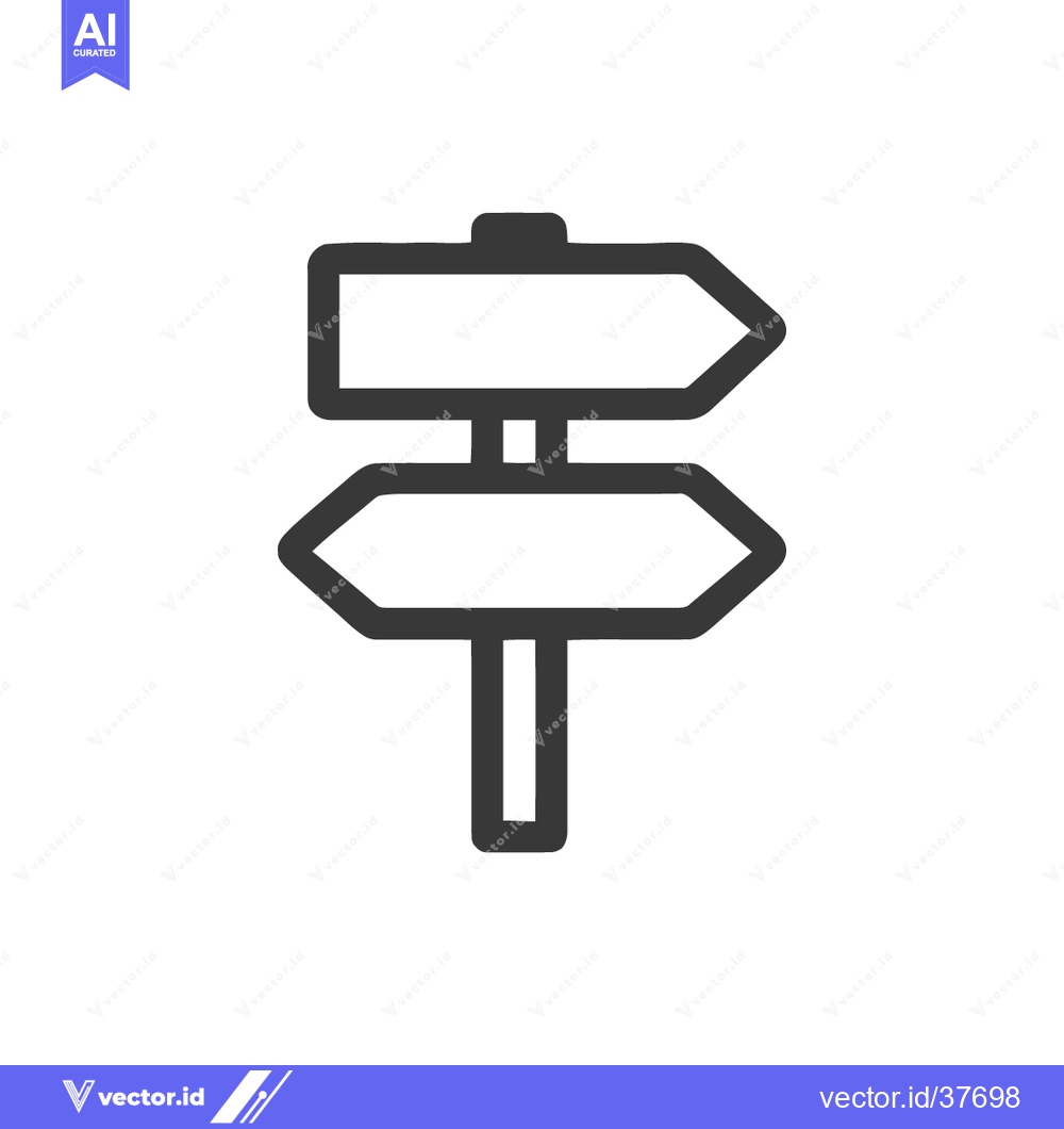 Premium Vector dari Minimalist Signpost Icon with Two Arrows on White Background