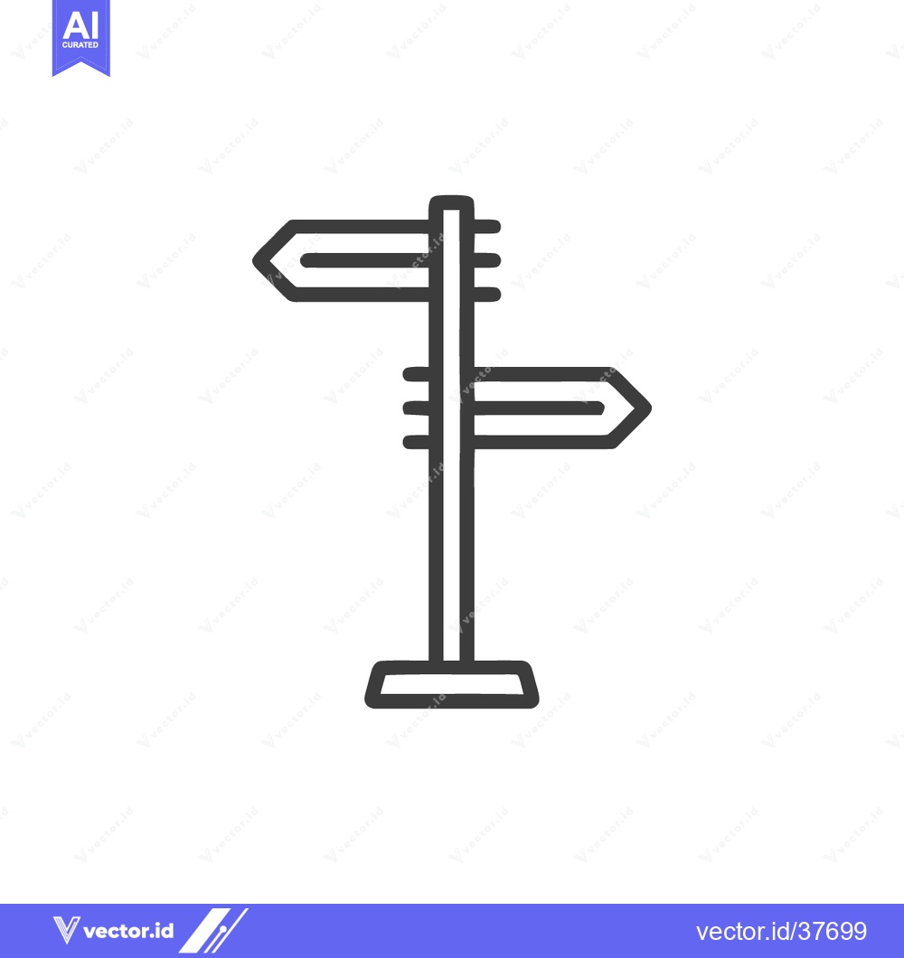 Premium Vector dari Minimalist Directional Signpost Icon with Arrow Indicators on White Ba