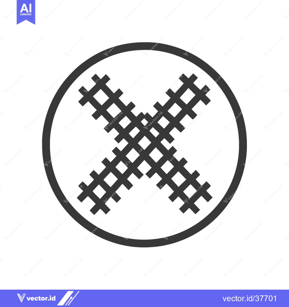 Premium Vector of Railroad Crossing Symbol: Minimalist Black and White Icon in Circle