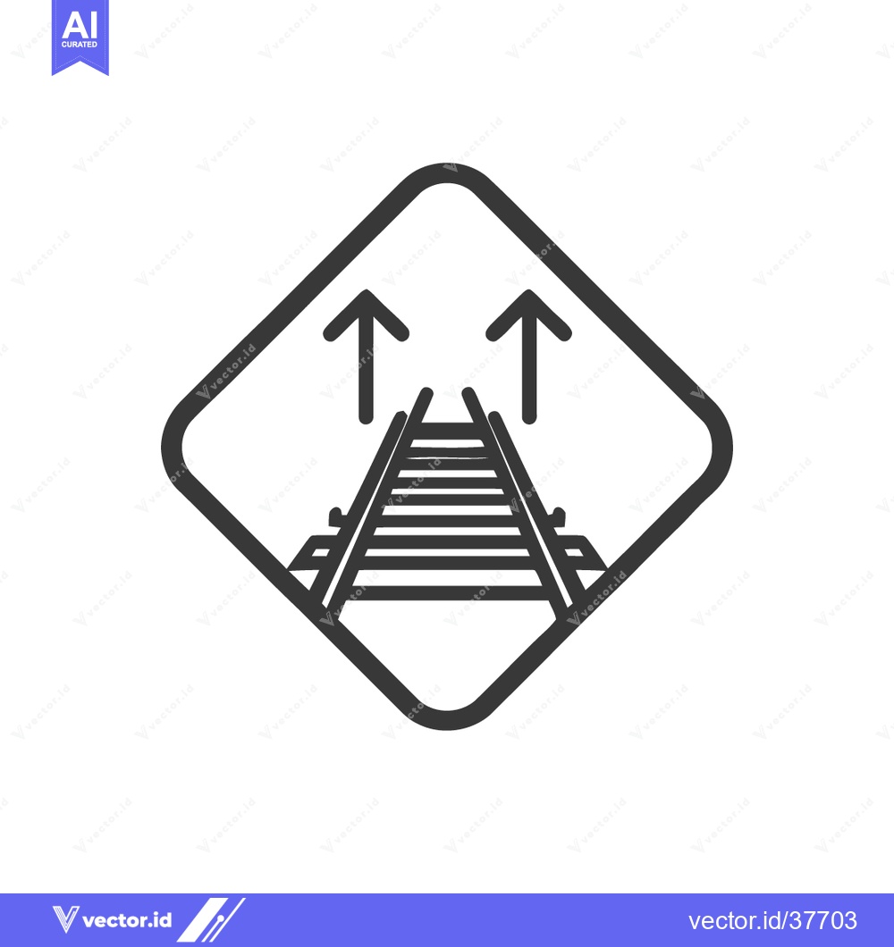 Premium Vector dari Train Tracks with Arrows in Diamond Frame: Minimalist Black and White