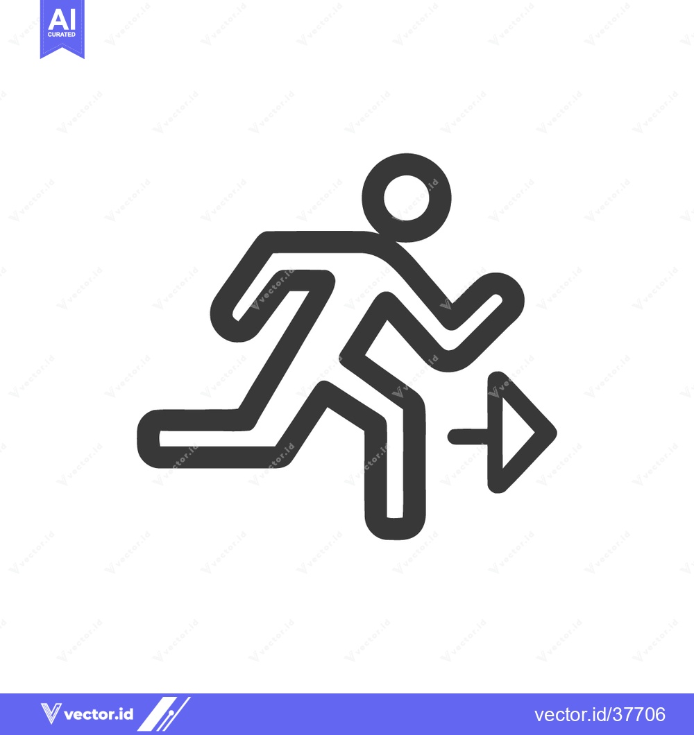 Premium Vector dari Bold Line Art: Running Figure with Arrow, Directional Guidance Icon