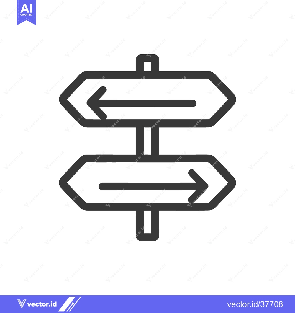 Premium Vector dari Minimalist Directional Signpost Icon with Arrows Pointing Left and Rig