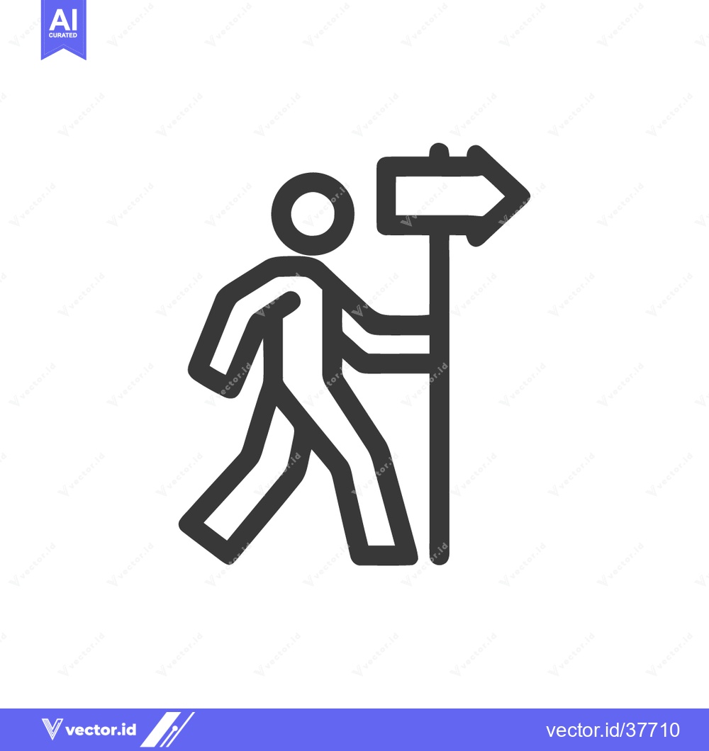Premium Vector of Minimalist Icon of Person Following Directional Arrow Sign