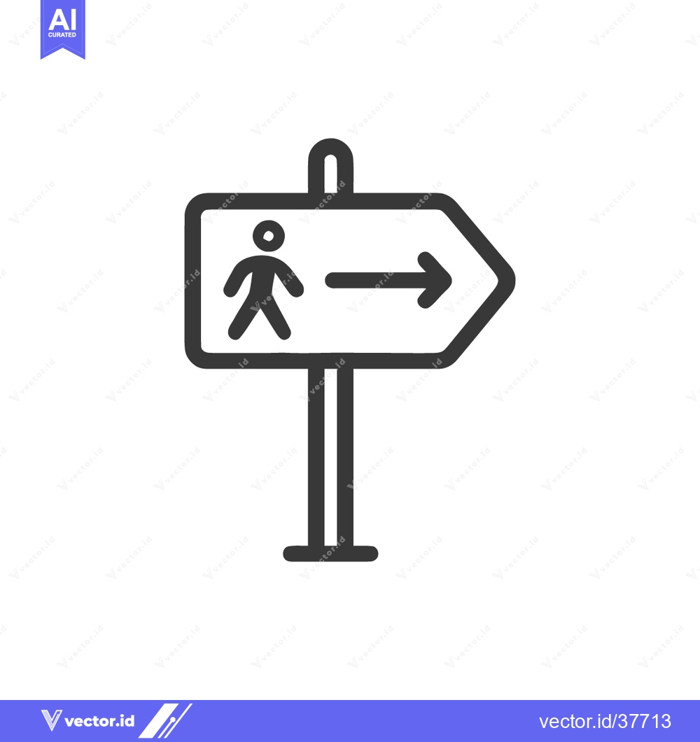 Premium Vector of Pedestrian Directional Sign: Minimalist Icon Guiding the Way