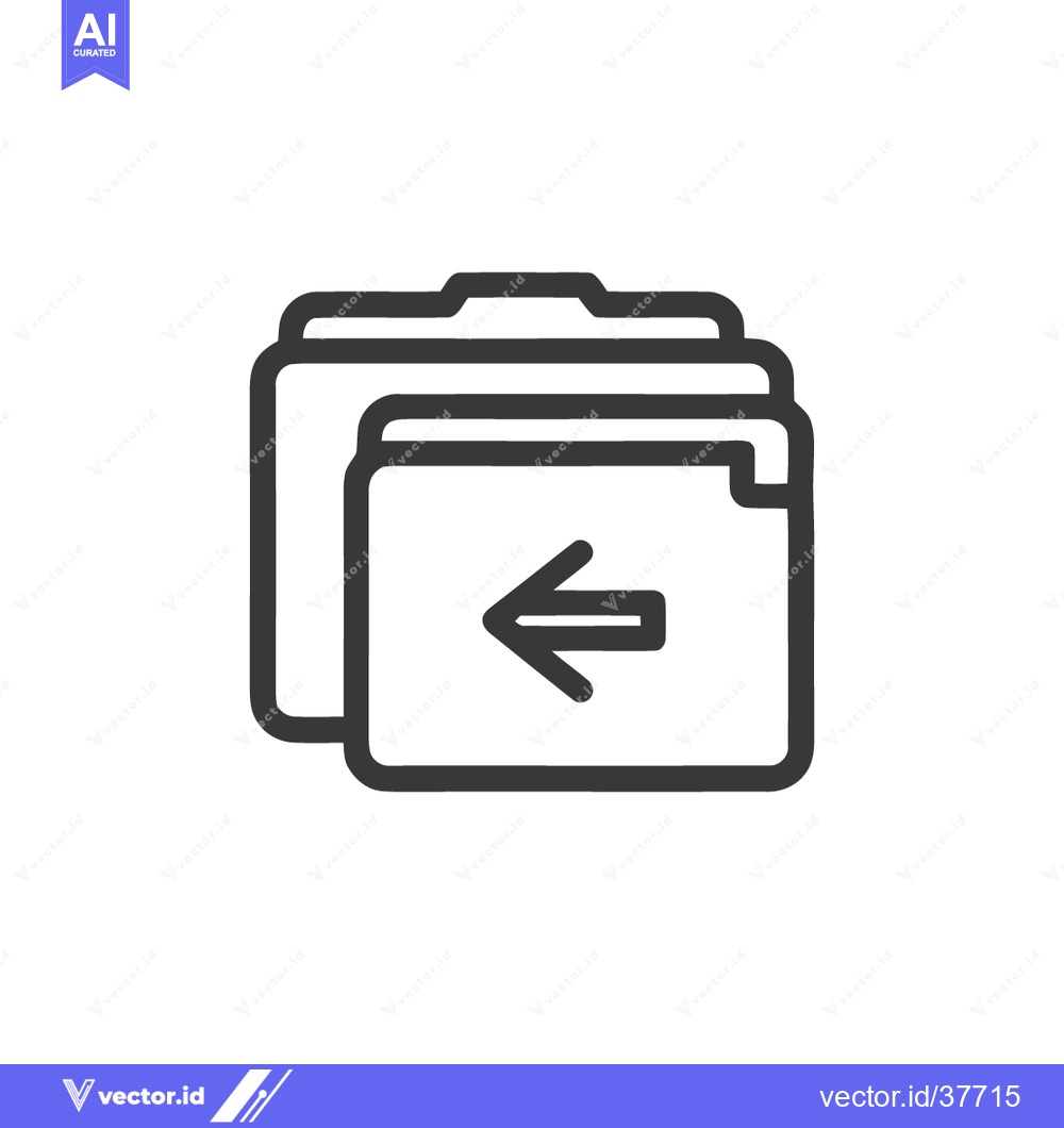 Premium Vector dari Minimalist Folder Stack Icon with Left Arrow, Outline Style