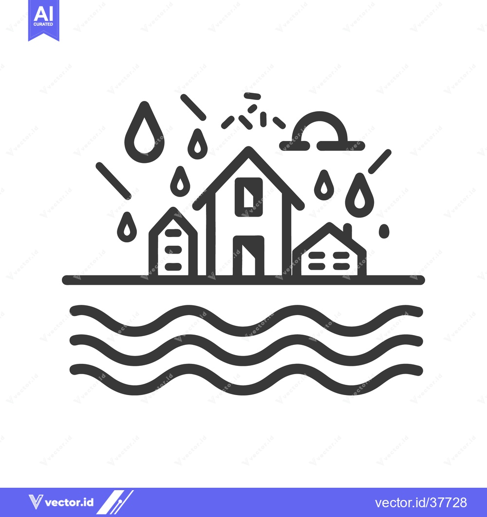 Premium Vector dari Houses experiencing heavy rainfall and being affected by flooding wate