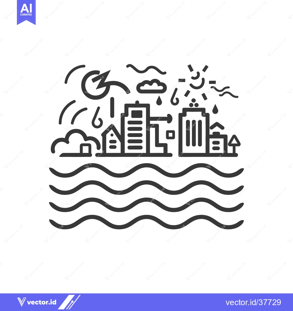 Premium Vector of A graphic depicts the process of the water cycle over a cityscape