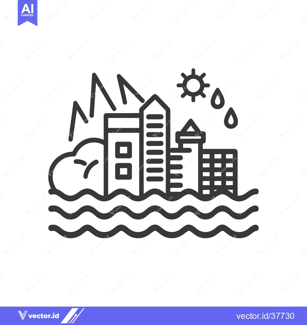 Premium Vector dari A black and white depiction of an urban flooding scenario