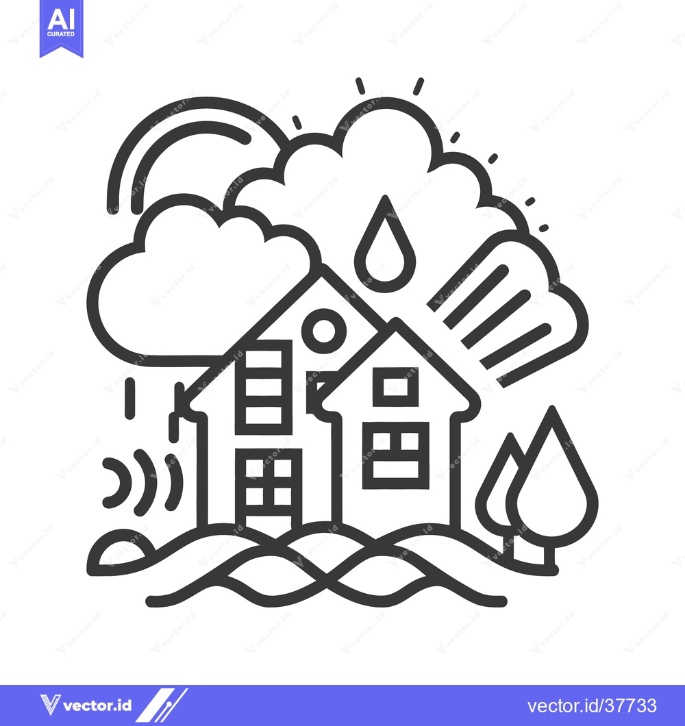 Premium Vector of A house scene depicting a weather event with rain and sunshine
