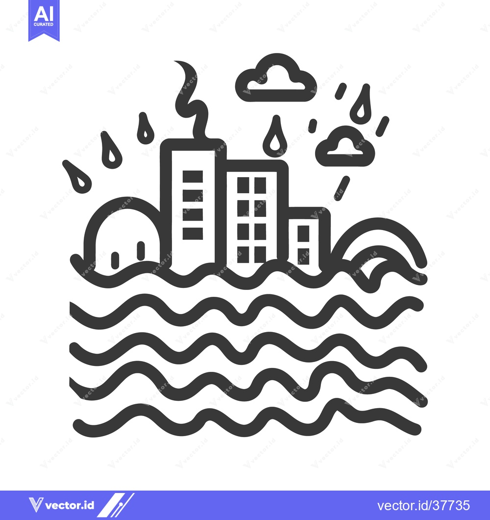 Premium Vector of Urban buildings are flooded during heavy rain and weather