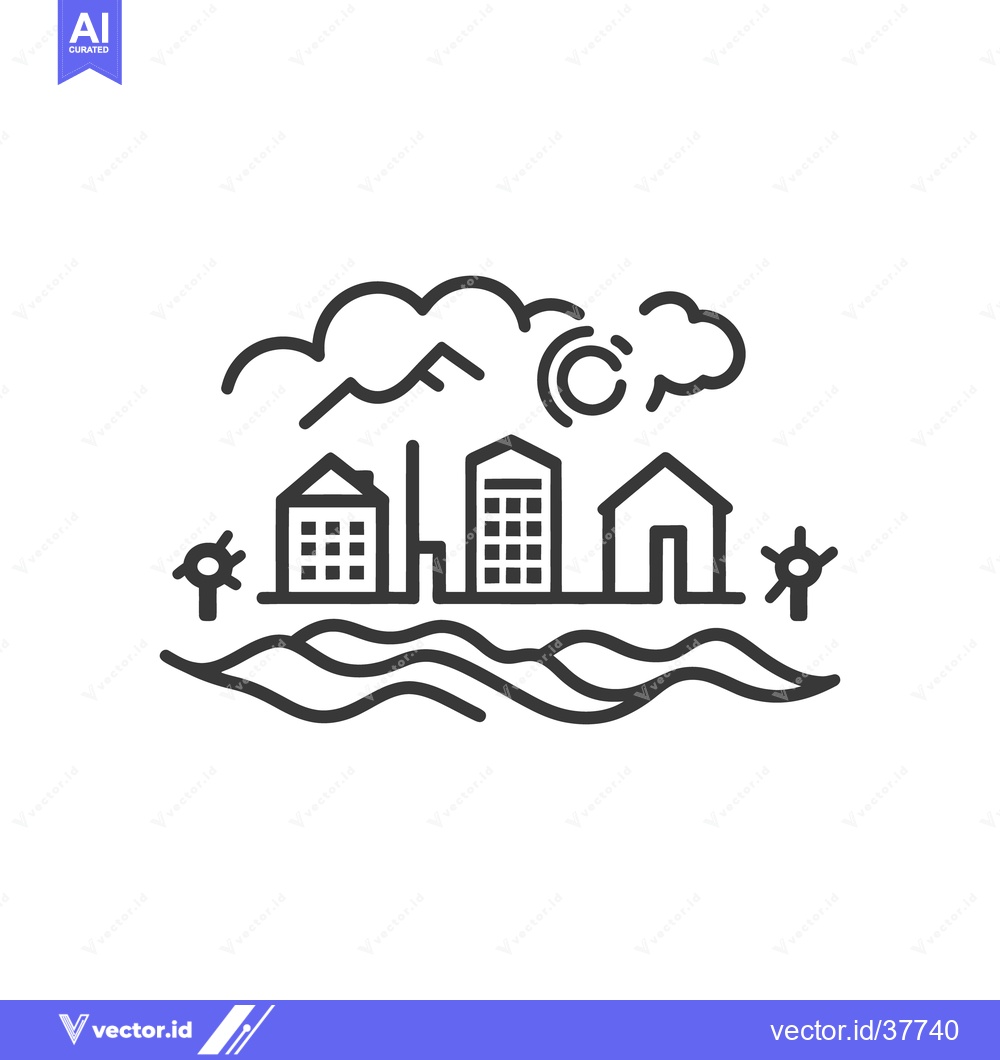 Premium Vector dari An outline drawing of a cityscape with nature elements