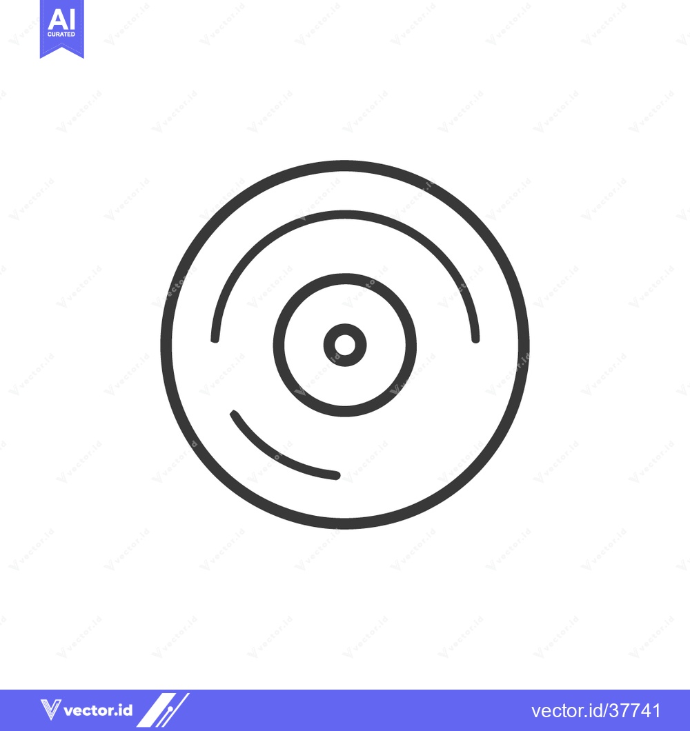 Premium Vector dari Minimalist Vinyl Record Icon: Clean Line Art on White Background