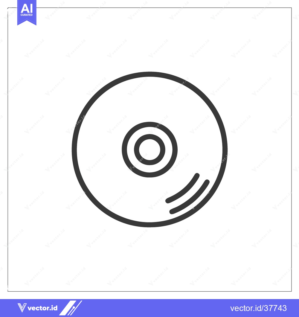 Premium Vector of Minimalist CD Icon: Sleek Black Outline on White Background, Modern De