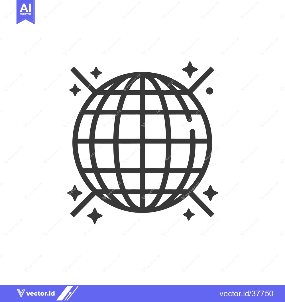 Premium Vector of An illustrated image depicting a decorative globe with starbursts