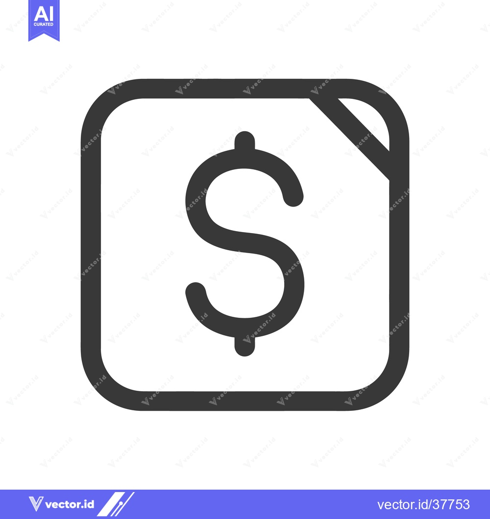 Premium Vector of A simple outline of a dollar sign inside a square