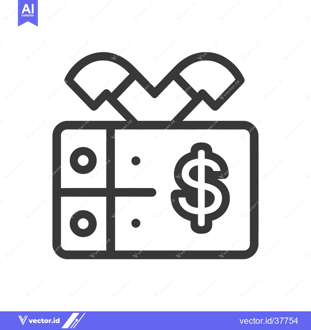 Premium Vector dari A rectangular gift box with dollar sign and ribbon design