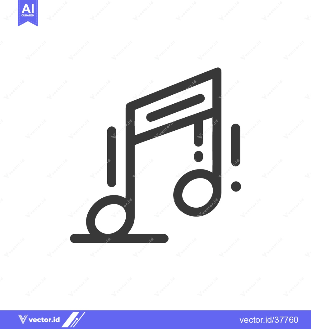Premium Vector of Minimalist Music Note Icon with Eighth Notes and Staccato Marks on Whi