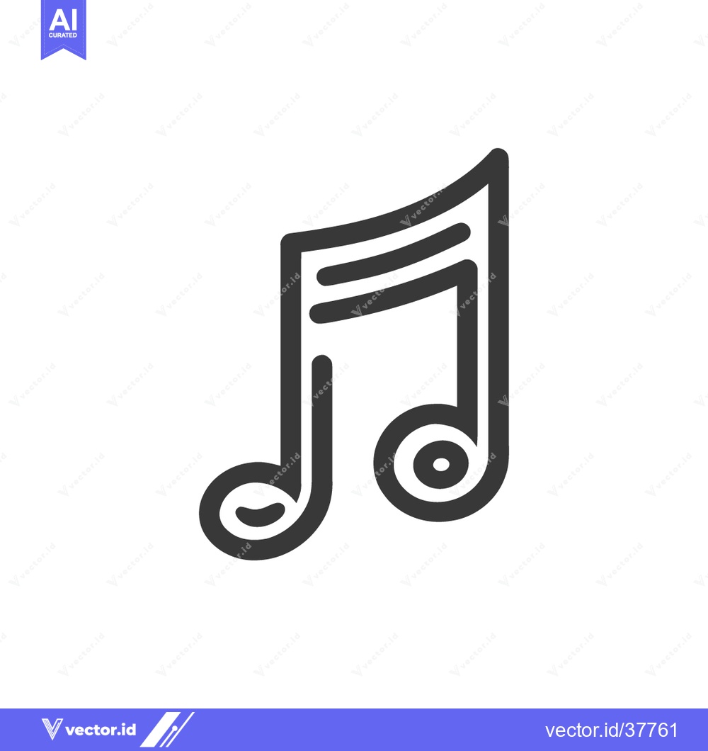 Premium Vector dari Minimalist Music Note Icon with Double Flag and Swirled Tails on White