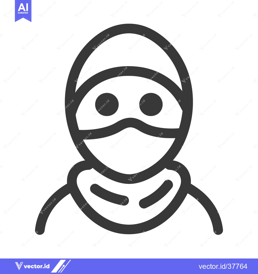 Premium Vector dari A simple line drawing of a person wearing a mask