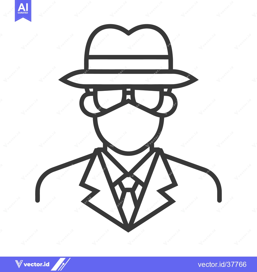 Premium Vector of A grayscale line drawing of a person in a fedora