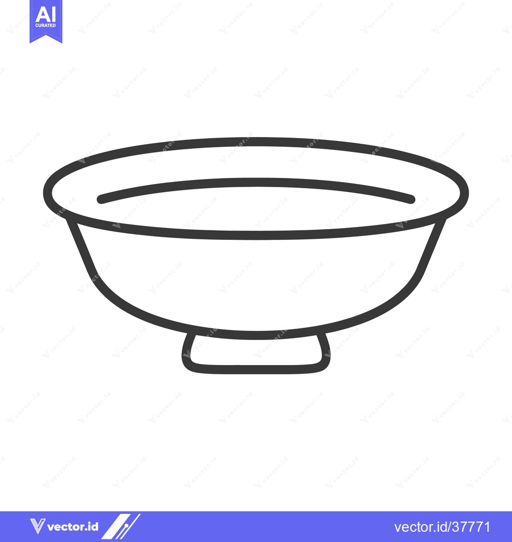 Premium Vector dari A simple outlined illustration depicting a small ceramic bowl