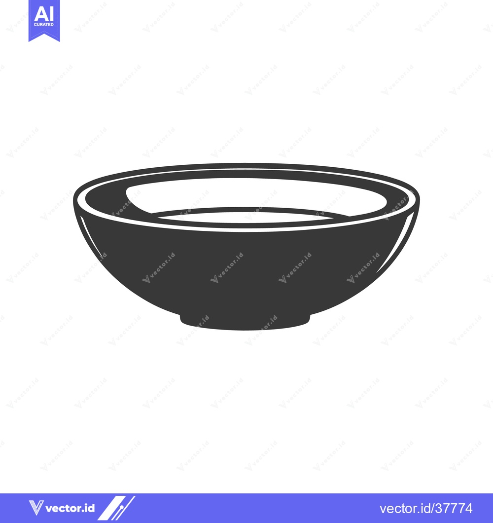 Premium Vector of A simple monochrome image of a ceramic bowl shown plainly