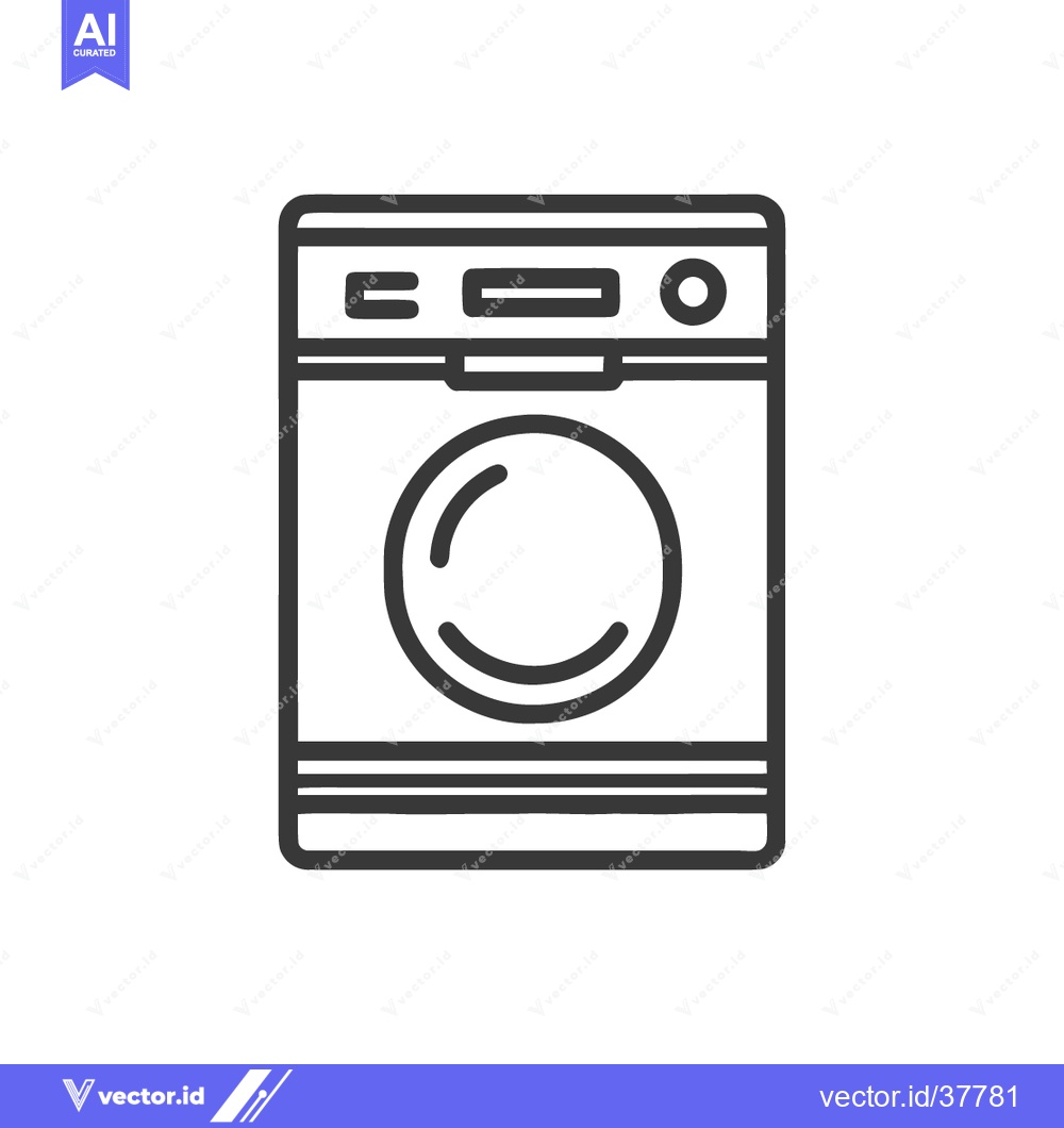 Premium Vector dari Minimalist Washing Machine Icon: Clean Laundry Appliance Outline