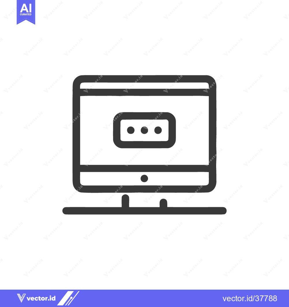 Premium Vector dari Minimalist Computer Icon with Loading Dots on Screen, Black Outline on
