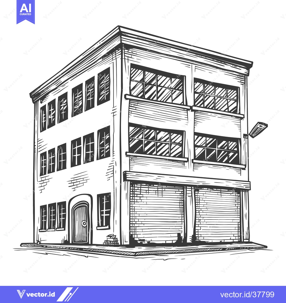 Premium Vector dari A Sketch of a Three Story Brick Building