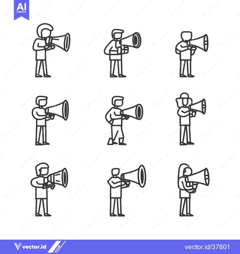 Premium Vector dari Diverse People Holding Megaphones for Announcement or Protest